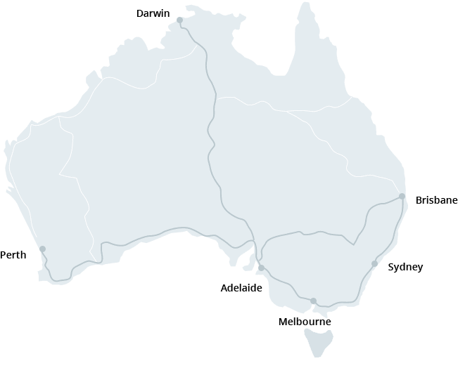 Map of Australia showing popular car transport routes
